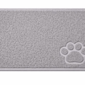 Soft and Absorbent Pet Mat – Non-Slip Grey Paw Print Doormat for Dogs and Cats